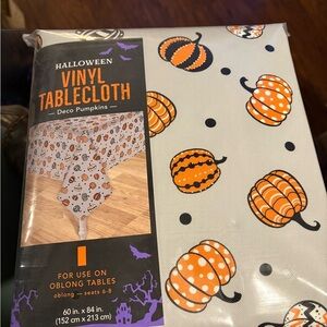 Halloween Vinyl Tablecloth with Orange Pumpkins 60in by 84in